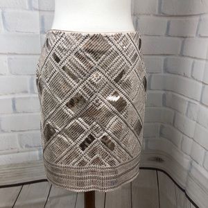 White house black market gold  silver sequin skirt